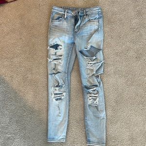 American eagle size 8 high waisted super stretch light wash jeans